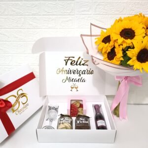 Box a Celebrar con Ramo de Girasoles